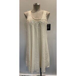 Nicole Miller Collection NWT Silk Sequin Shift Dress in Ivory Size XS